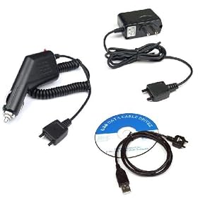 USB Data Cable + Rapid Car Charger + Home Travel Charger for T-Mobile Sony Ericsson TM506