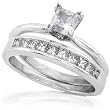 1.00 ctw Princess Diamond Wedding Rings Set in 14kt White Gold
