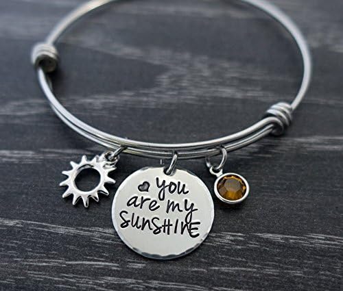 You are My Sunshine / Wire Bangle Bracelet / My only sunshine / Hand Stamped