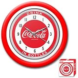 Trademark Coca-Cola 12-Inch Clock with White Neon - 1950s Style
