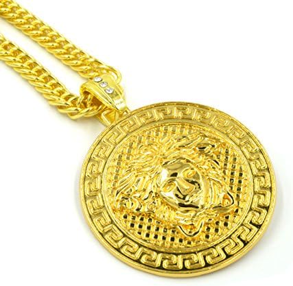 Triumph®(Fullfilled By Amazon) Men's 18K Gold Plated Medusa heavy metal hip hop style Pendants Necklace