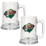NHL Minnesota Wild Two Piece 15-Ounce Glass Tankard Set- Primary Logo