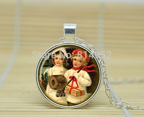 VintaStore Art Glass Necklace Christmas Jewelry Christmas Necklace Christmas New Year Pendant Christmas Jewelry a1814