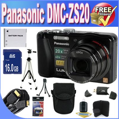 Panasonic Lumix ZS20 14.1 MP High Sensitivity MOS Digital Camera with 20x Optical Zoom + 16GB SDHC Class 10 Memory + Extended Life Battery + USB Card Reader + Memory Card Wallet + Deluxe Case w/Strap + Mini HDMI to HDMI Cable + Shock Proof Deluxe Case + Professional Full Size Tripod + DMCZS20 Accessory Saver Bundle! Panasonic Lumix ZS20 14.1 MP High Sensitivity MOS Digital Camera with 20x Optical Zoom + 16GB SDHC Class 10 Memory + Extended Life Battery + USB Card Reader + Memory Card Wallet + Deluxe Case w/Strap + Mini HDMI to HDMI Cable + Shock Proof Deluxe Case + Professional Full Size Tripod + DMCZS20 Accessory Saver Bundle!