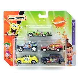Jimmy Neutron, The Fairy Odd Parents, and SpongeBob Squarepants Nickelodeon Matchbox 5 Packs Cars