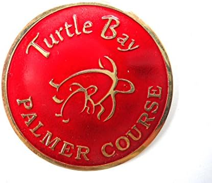 TURTLE BAY PALMER/FAZIO NORTH SHORE, HAWAII - BIG Red/Yellow Metal Golf Marker 1.5"