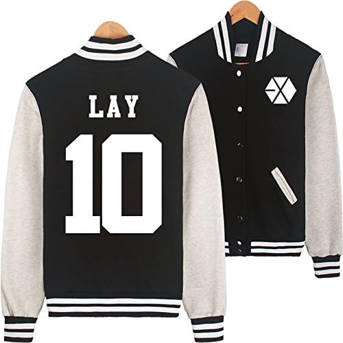 Bluesoul Kpop EXO EXO-M EXO-K Varsity Baseball Jacket (LAY 10, XL)