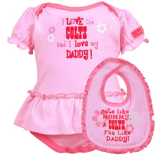 NFL Infant/Toddler Girls' Indianapolis Colts Skirted Bodysuit & Bib Set (Team Color, 0-3M)