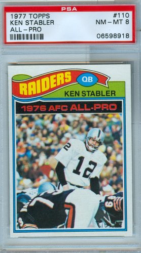 1977 Topps Football Card Ken Stabler OAkland Raiders PSA 8 NM-MT