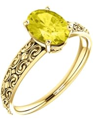 14K Yellow Gold 8.00x6.00mm Oval Cut Yellow Sapphire Ring -- LIFETIME WARRANTY