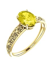 10K Yellow Gold 8.00x6.00mm Oval Cut Yellow Sapphire Ring -- LIFETIME WARRANTY