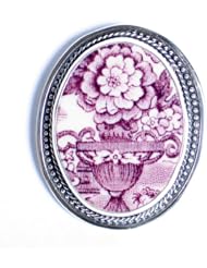 Broken China Jewelry - Purple Tonquin - Sterling Silver Pin Brooch