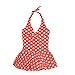 Velishy Big Girls Polka Dot Halter Backless One-piece Swimwear