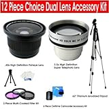12 Piece Choice Dual Lens Accessory Kit with 3.5x High Definition Super Telephoto Lens + .40x High Definition Fisheye Lens + 3 Piece Multi-Coated Filter Kit + 62