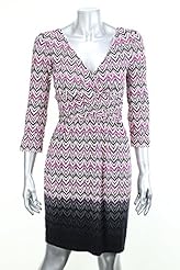 V-neck Polyester/Spandex Chevron Print Zig Zag Ruched Wrap  Dress