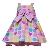 Rare Editions Baby/Infant 12M-24M PINK MULTI HEART DOT EMPIRE WAIST BABYDOLL Special Occasion Wedding Flower Girl Birthday Party Dress