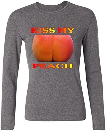 CYOJZJ Kiss My Peach Funy T-shrts for Women Grey L
