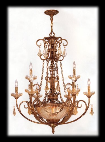 12 Light Etruscan Gold Crystal Centerhall Chandelier Gold Leaf Finish 33