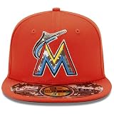 MLB Unisex Adult Miami Marlins Stars And Stripes 5950 (Red/Orange, 7  5/8)