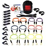 Bodylastics 27 pcs *MMA TRAINING (328 lbs.) Quick-Clip Resistance Bands System with 12 D.G.S. anti-snap exercise tubes, Heavy Duty components & DVD