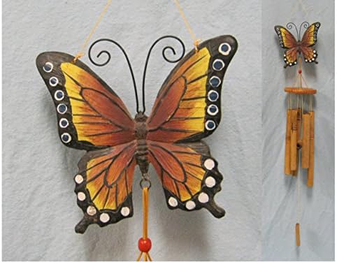 YELLOW- LARGE BUTTERFLY BAMBOO WIND CHIME