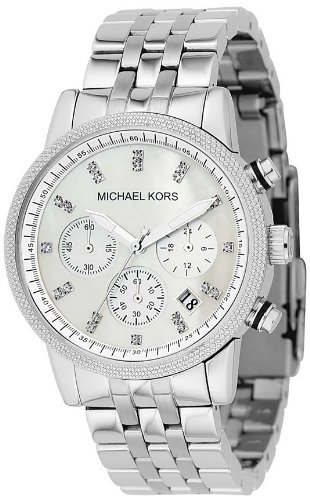 Michael Kors Watches Silver Chronograph with Stones (Silver)