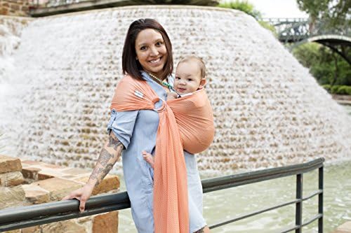 Beachfront Baby - Versatile Water & Warm Weather Ring Sling Baby Carrier | Made in USA with Safety Tested Fabric & Aluminum Rings | Lightweight, Quick Dry & Breathable (Coral Sea, X-Long)