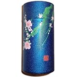 Cherry Blossom Navy Metal Tea Canister
