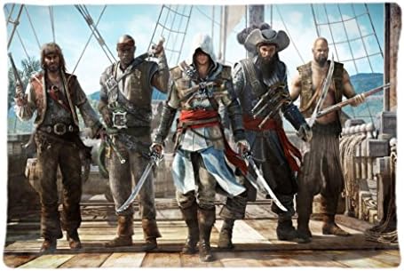 SUEER Custom Assassins Creed Black Flag Game Soft Cotton Zippered Rectangle Pillow Case Cover 20x30 inches