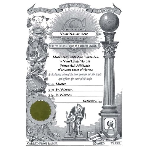 Master Mason Certificate