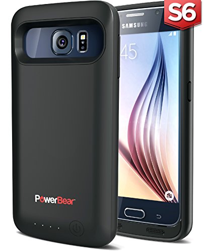 PowerBear 3500mAh Extended Rechargeable High Capacity Battery Case for Samsung Galaxy S6 - Black