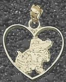 Florida Gators Solid 14K Gold Classic Albert Heart 5/8 Pendant