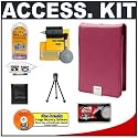Canon PowerShot PSC-1000 Deluxe Leather Case (Pink) + Accessory Kit for SD750, SD770 IS, SD780 IS, SD790 IS, SD850 IS, SD870 IS, SD880 IS, SD940 IS, SD960 IS, SD970 IS, SD980IS, SD1000, SD1100 IS & SD1200 IS