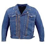 Denim Jacket - Men's Vented Denim Motorcycle Jacket with Removable Armor MJ411 Blue Denim