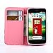 Yakamoz Lovely Cute Pink Bow Bowkot Glove Leather Flip Wallet Stand Case with Card Slots for LG L70 Optimus D320 with Free Screen Protector & Stylus Pen