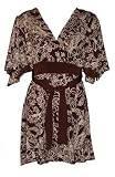 Kimono Top with Ties/ Brown with Tan Print