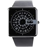 YESURPRISE New Modern Designer Moving Series Leather Square Quartz Watch - Black Jump Hour