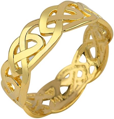 Solid Gold Celtic Wedding Band Trinity Knot Eternity Ring (10k) (6.75)