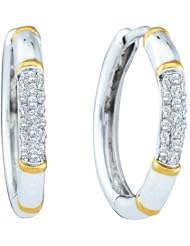 14KT White Gold 0.15 CTW Diamond Ladies Cluster Hoops