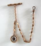 Short Antique Ladies Pocket Watch Chain with T-bar and Fob
