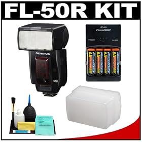 Click here to buy Olympus FL-50R Electronic Flash with Flash Diffuser + Batteries + Cleaning Kit + Accessory Kit for....