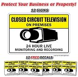 VIDEO SURVEILLANCE 12 Signs & 12 Free Decal cctv camera