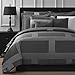 Comfy Bedding | 5-Piece Comforter Set | Microfiber Bedding | California King | Frame - Gray | 1 Comforter, 2 Pillow Cases, 1 Square Decorative Pillow & 1 Rectangle Decorative Pillow | Microfiber
