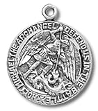 Sterling Silver Round Holy Michael the Archangel Medal Pendant