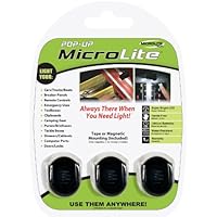 MicroLite Tech PML3B Pop-Up Hands-Free Miniature LED Lighting Device, Black, 3-Pack
