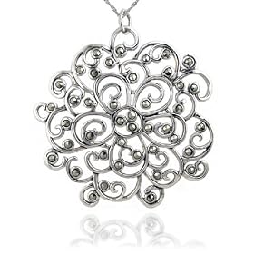 Sterling Silver Marcasite Disc Pendant, 18 by