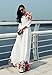 Desiraa Women Slim Flower Print A-Line Maxi Long Dress X-Large White