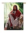 Jesus with Animals Silk Reflections Regular Size Flag