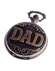 Dad Pocket Watch Quartz Movement With Chain White Dial Arabic Numerals Full Hunter Design PW-48
