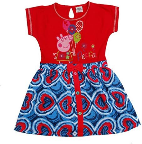 peppa pig clothing Little Girls' Spring Summer Cartoon Embroidered Cute Alphabet Flowers Natural Cotton Dress,Orange Red,3T(2-3Y)
